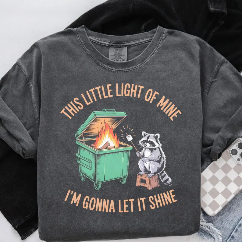 Funny Raccoon Shirt Dumpster Fire Trash Panda Meme Tee