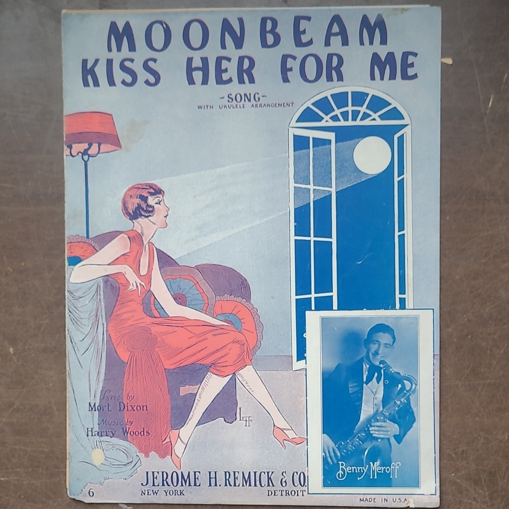 Moonbeam Kiss Her For Me Sheet Music Piano Jerome H Remick Co Vintage 1927