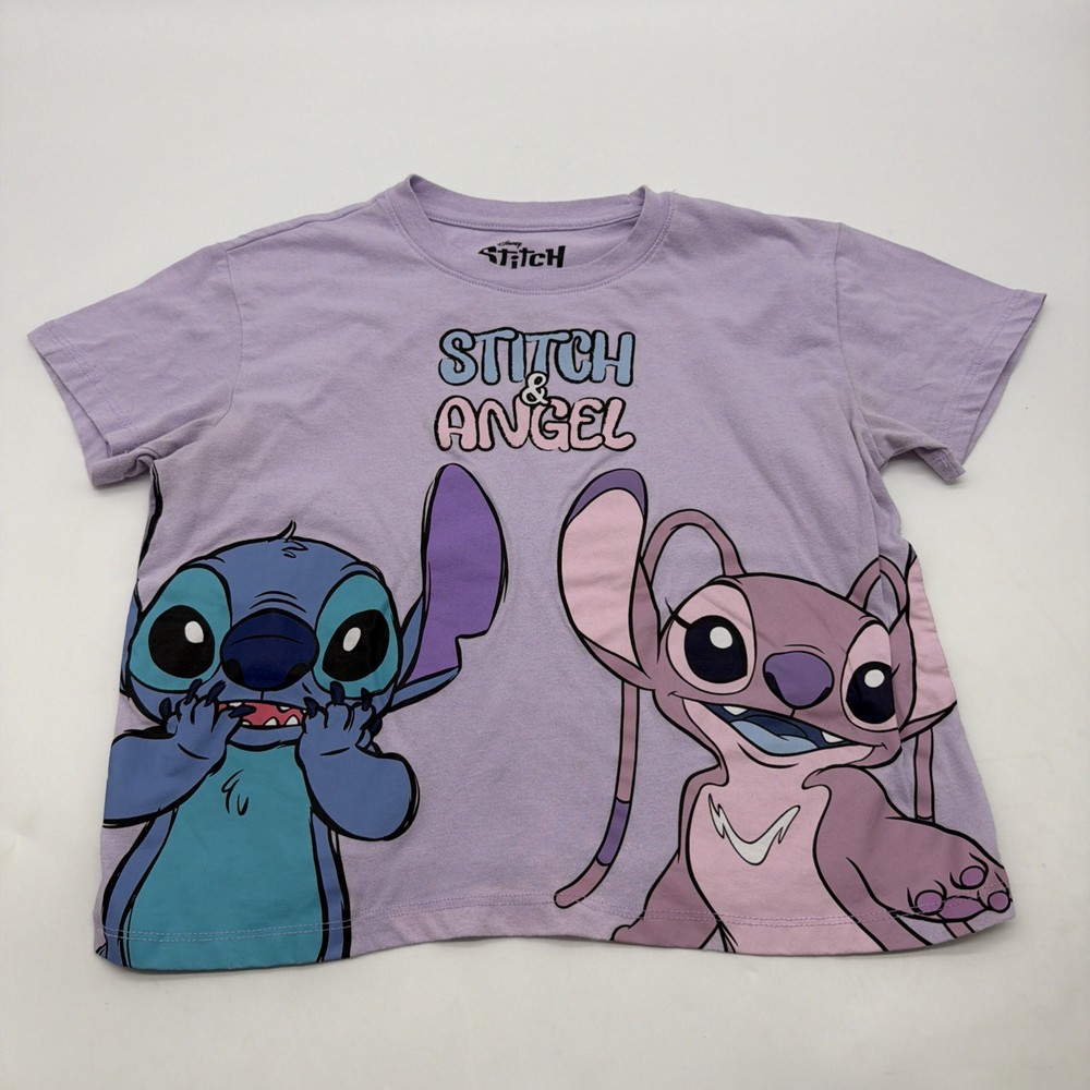 Disney Stitch T-shirt Women M Purple Graphic Print Logo .#42998