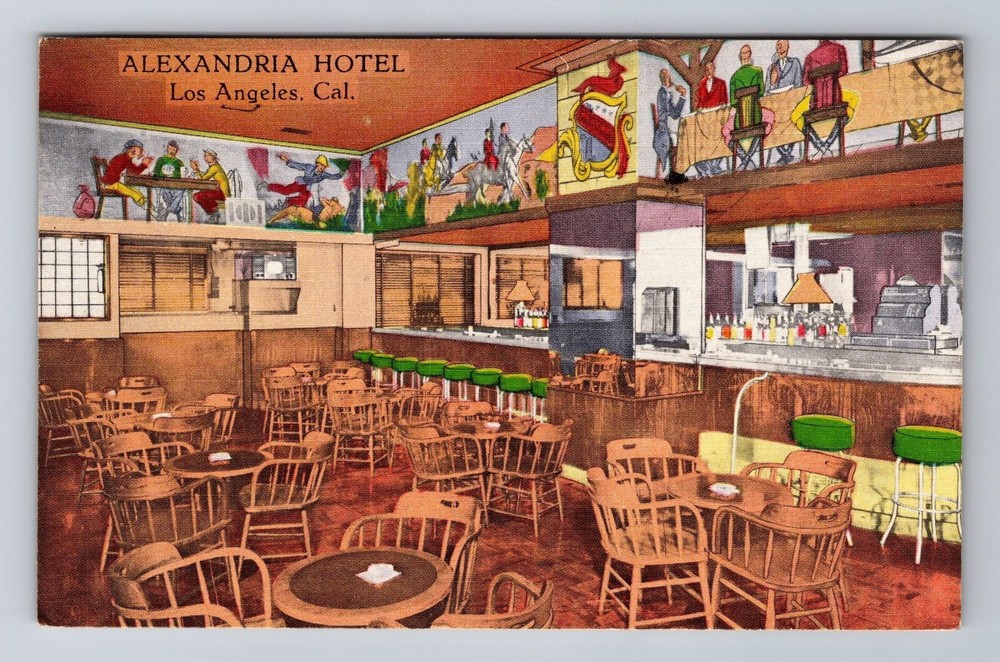 Los Angeles CA-California, Alexandria Hotel, Advertising Vintage c1950 Postcard