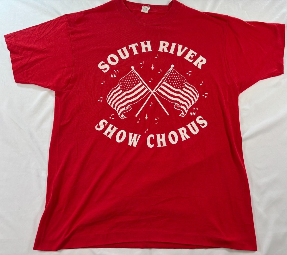 Vintage Single Stitch T Shirt Mens Sz Large South River Show Chorus Red 1992