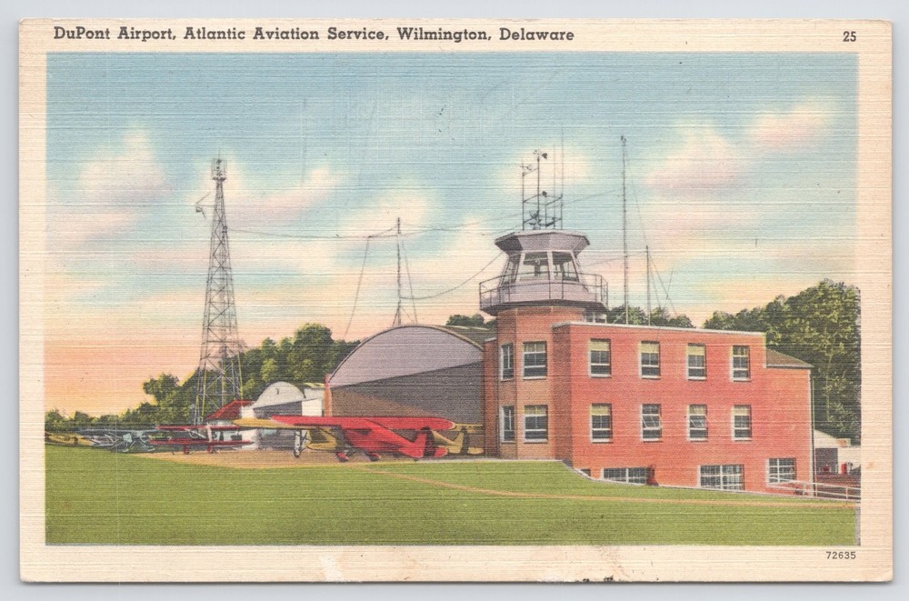 Linen~DuPont Airport~Atlantic Aviation Service~Wilmington Delaware~Vintage PC