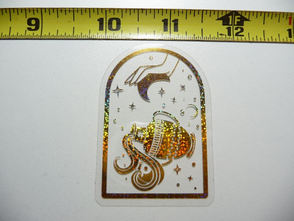 Holographic Aquarius Zodiac Arch Sticker Decal Horoscope Sign Birth Month