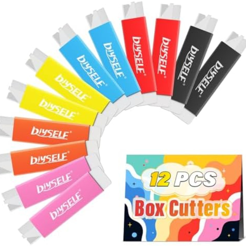Box Cutters 12 Pack, Utility Knife, Box Cutter Retractable with Razor Blade, Box