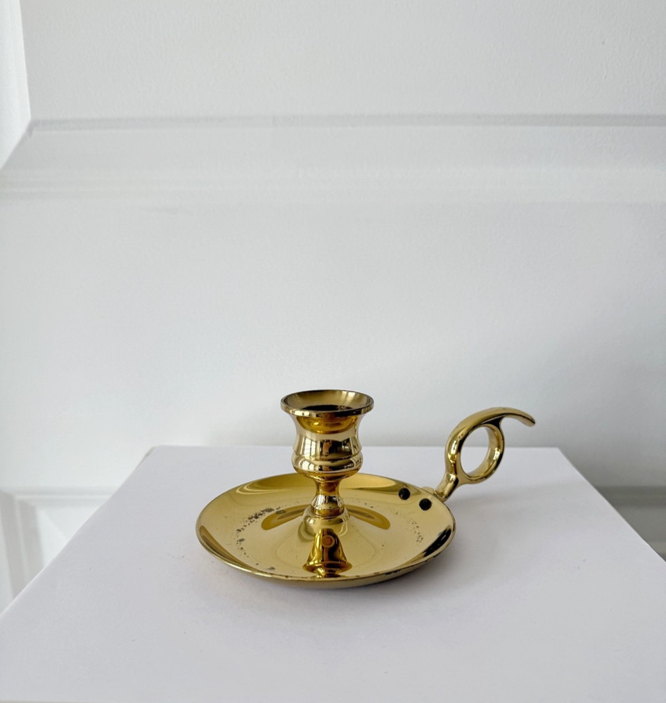 Vintage Brass Chamberstick Candle Holder