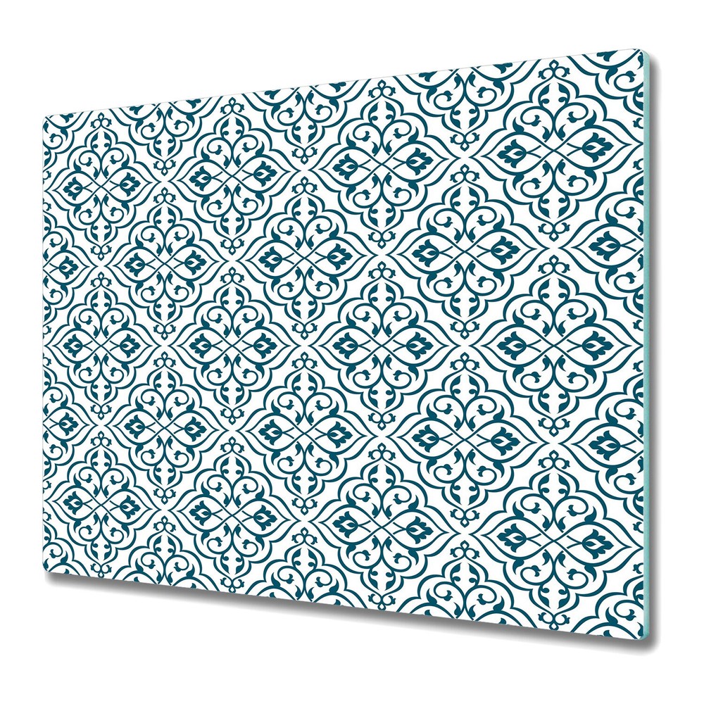 Glass Induction Ceramic Hob Cover Blue ornament blue and white photo 60x52