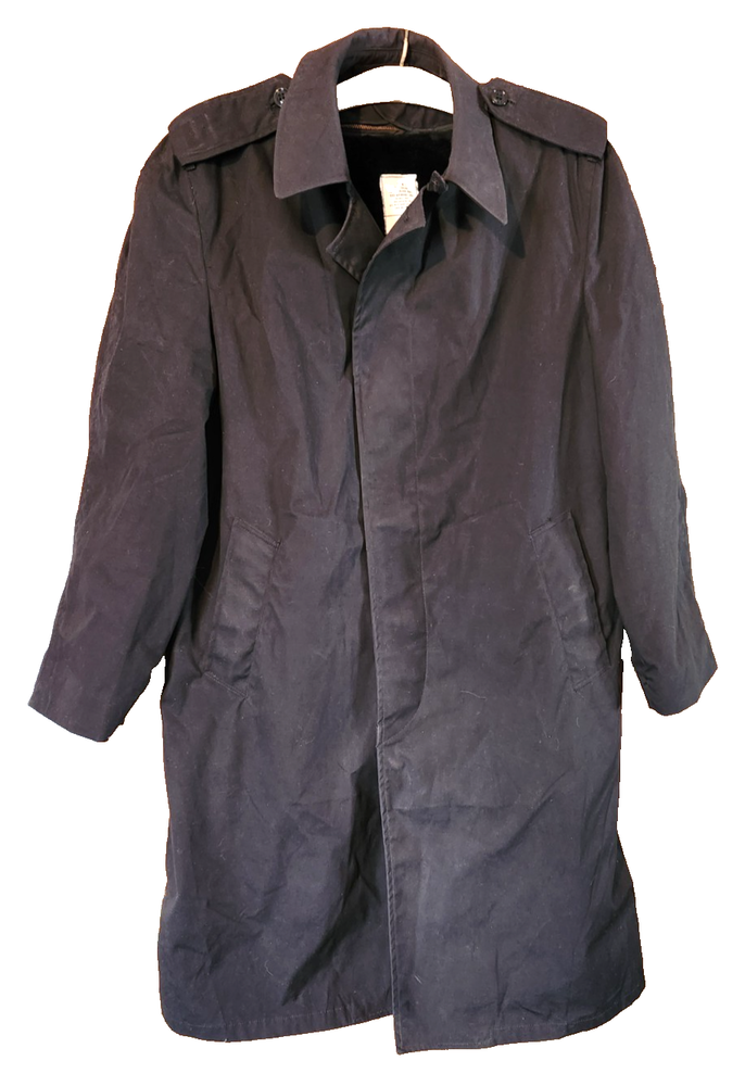 US Army Military COAT All Weather Black Trench Raincoat Men's Size 40R Liner