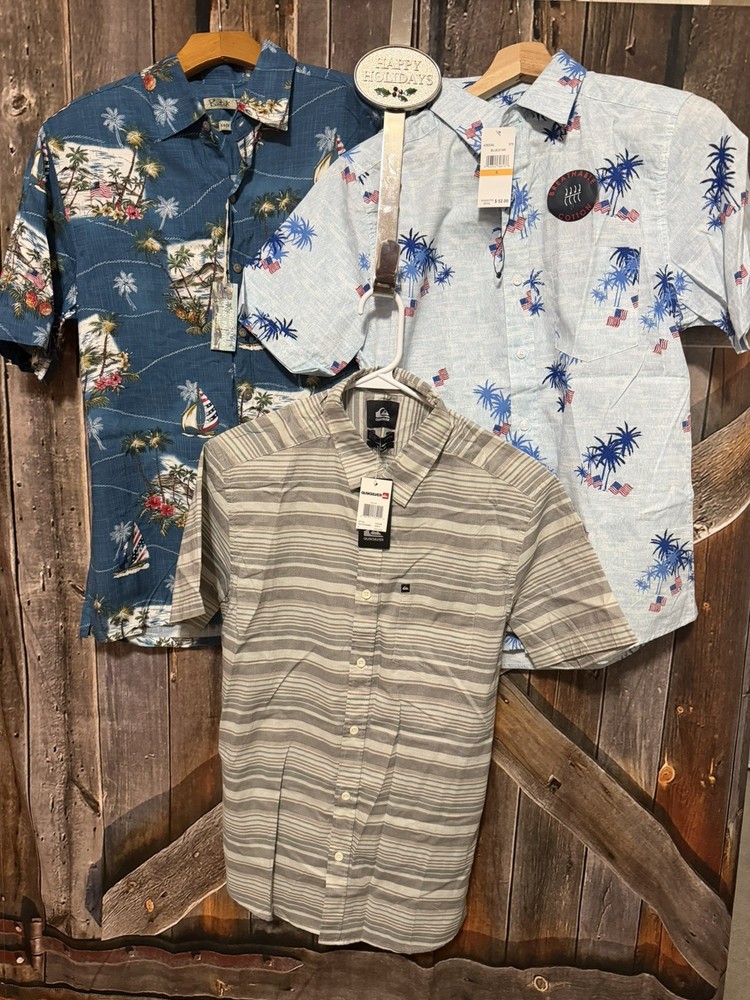 Lot of 3 Men's Hawaiian Shirts sz S NWT NEW Quicksilver  Batek Bay Rayon Hangar