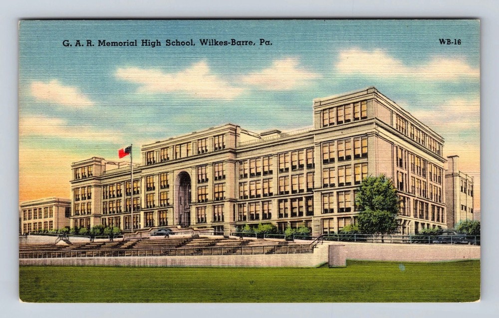 Wilkes Barre PA-Pennsylvania GAR Memorial High School Vintage Postcard
