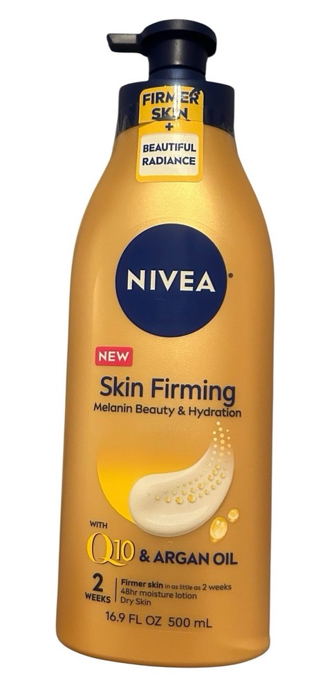 NIVEA Skin Firming & Hydrating Body Lotion with Q10 Argan Oil for Melanin-Rich Skin
