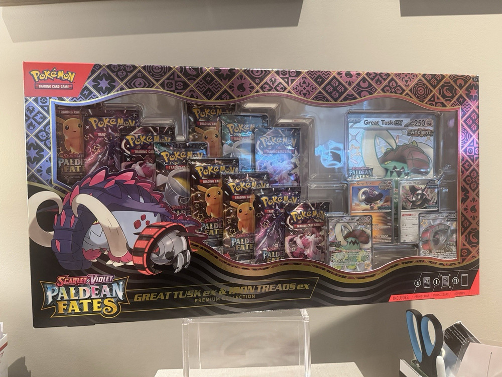 Pokémon TCG Scarlet & Violet Paldean Fates Great Tusk & Iron Treads Premium Box