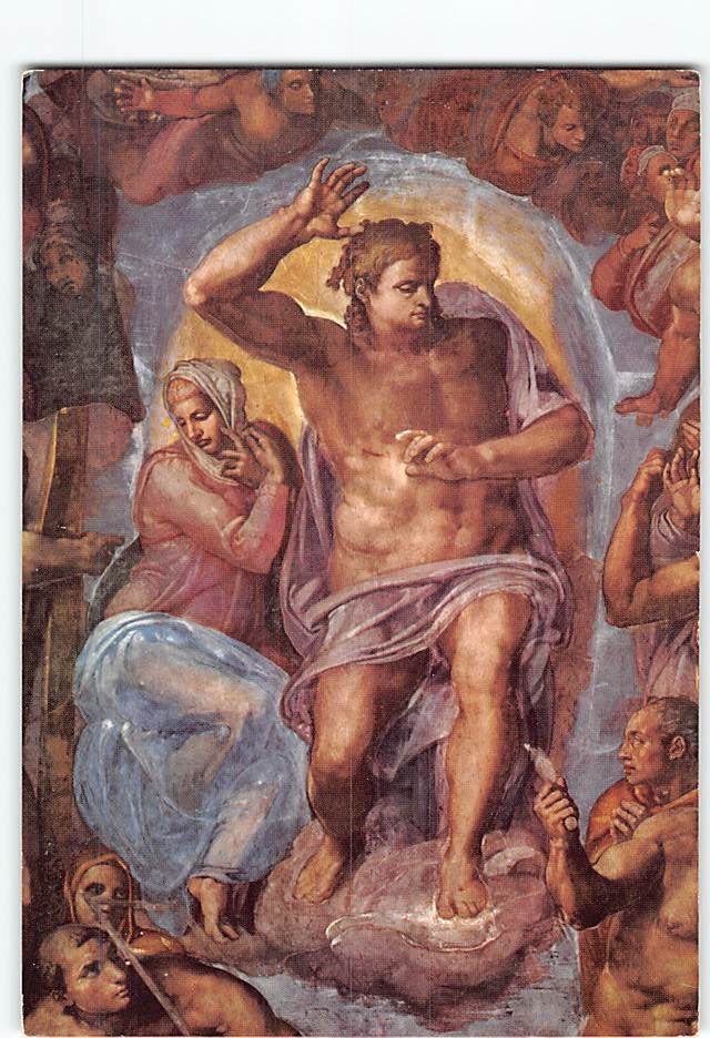 Postcard The Last Judgment Fresco by Michelangelo Sistine Chapel Vatican