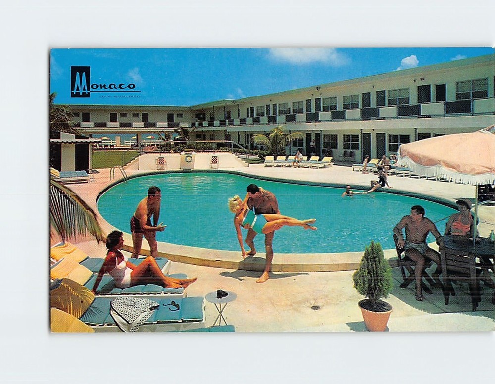 Postcard Monaco Luxury Resort Motel Miami Beach Florida USA