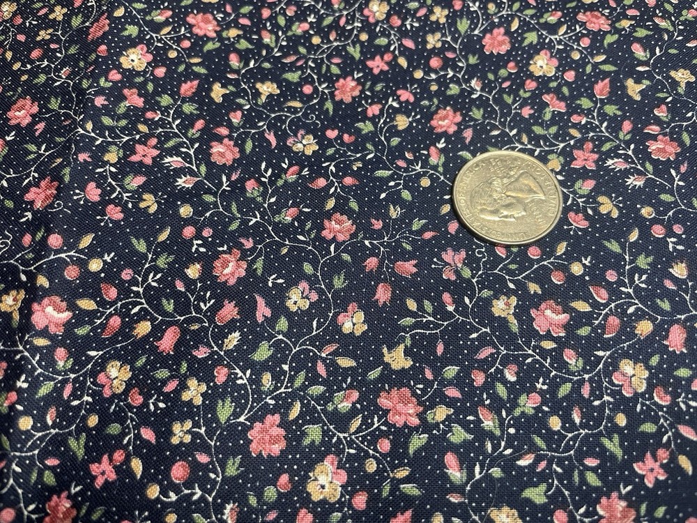 Vintage Cotton Fabric Quilting Blue Pink Green Small Floral 45” Ditsy 3+ Yards
