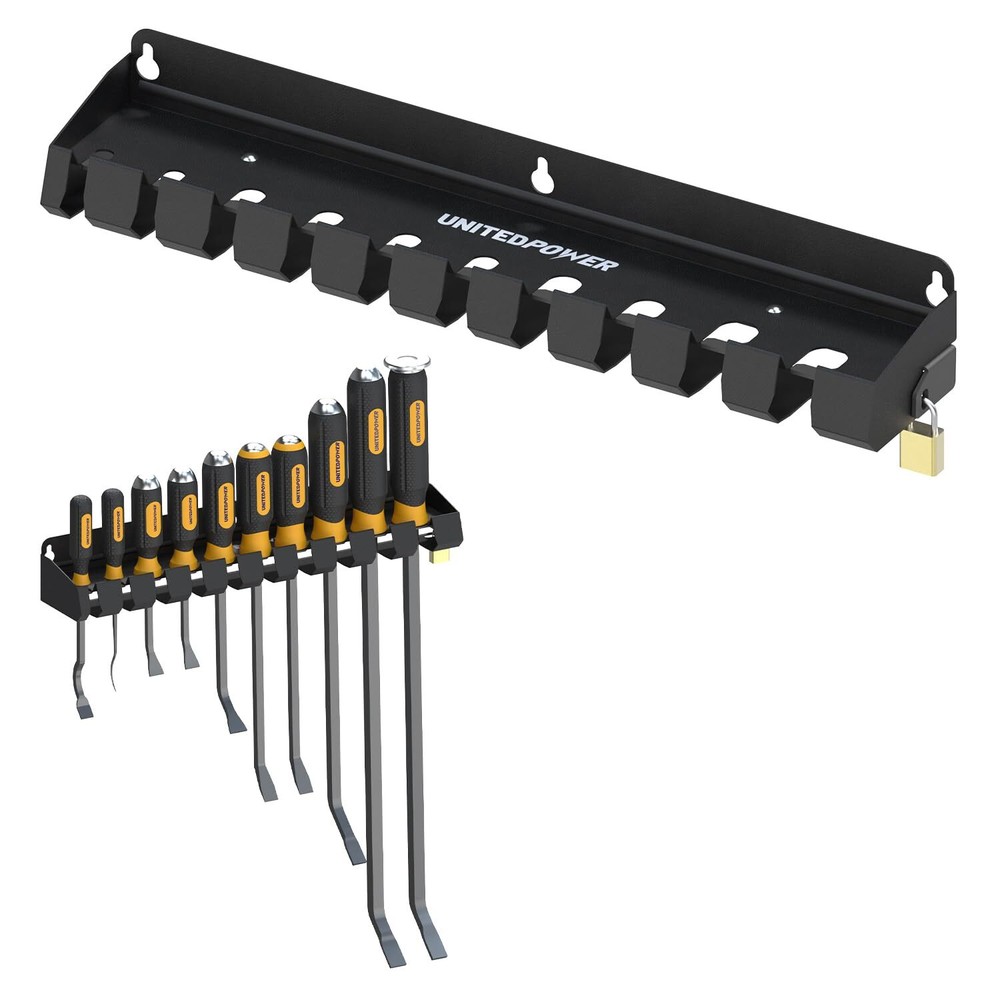 Lockable Wall Mount Tool Holder for 10 Tools - Garage Workshop Shed