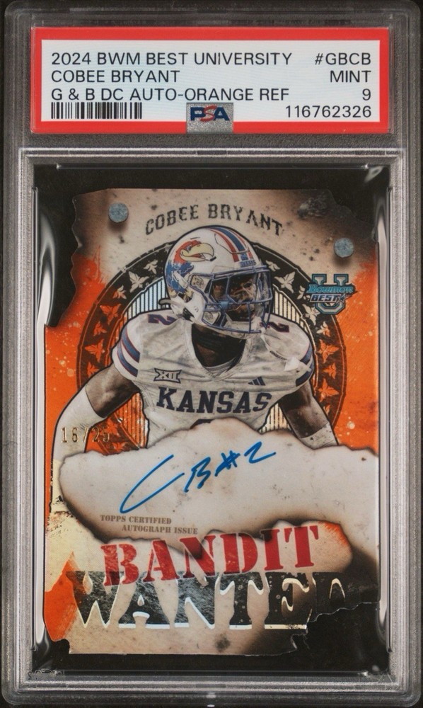 2024 BOWMAN BEST UNIVERSITY COBEE BRYANT /25 G & B DC AUTO-ORANGE PSA 9