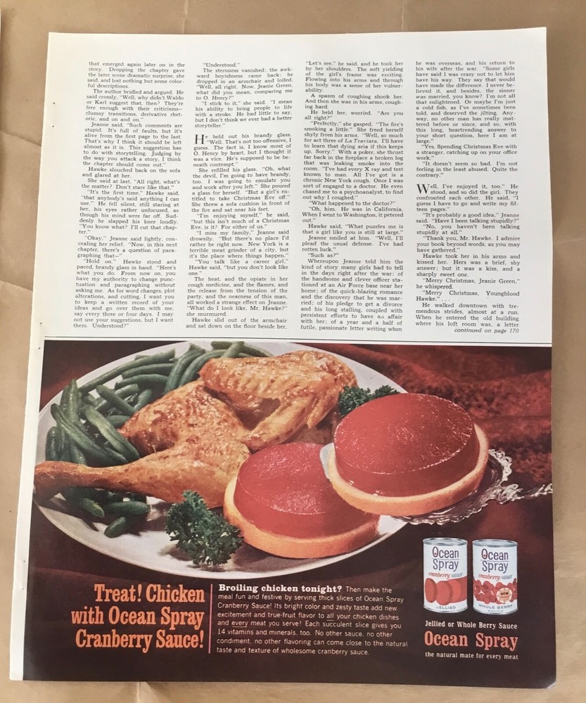 Ocean spray ad 1962 vintage magazine orig print 1960s food retro art cranberry