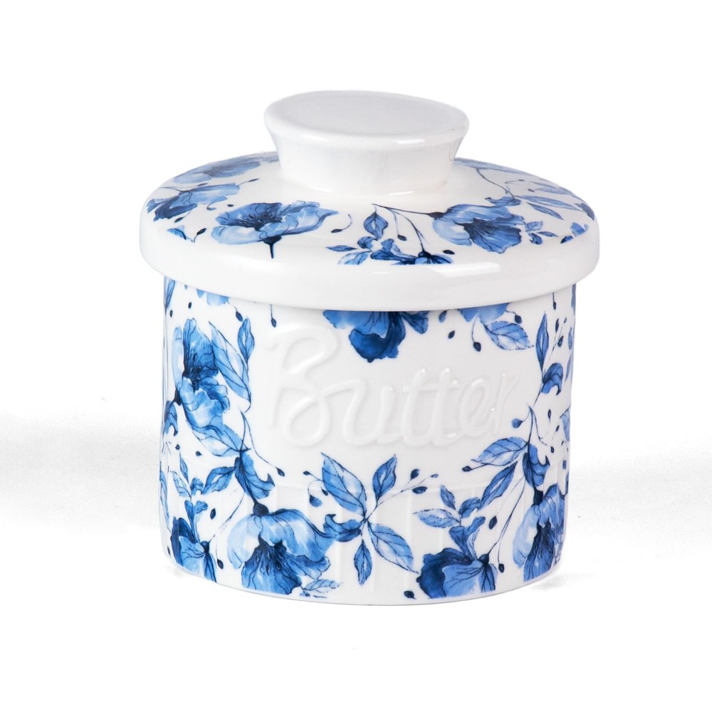 Butter Crock with Lid - Ceramic Butter Keeper for Countertop, Soft Spreadable...