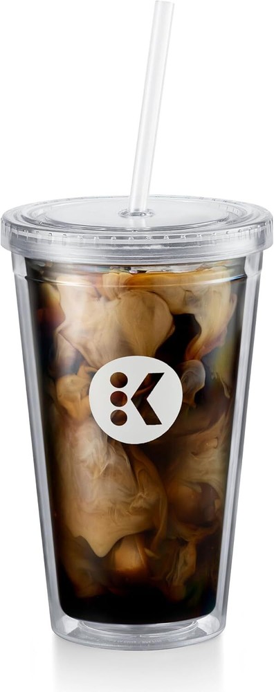 Keurig 16oz Iced Tumbler with Lid Clear BPA-Free Transparent Travel Cup