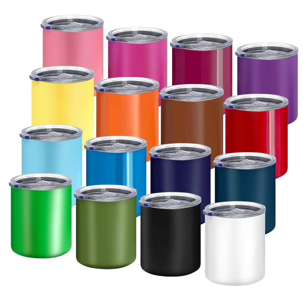 16 Pack 12oz Stainless Steel Vacuum Insulated Coffee Mugs with Lids - Bulk Set