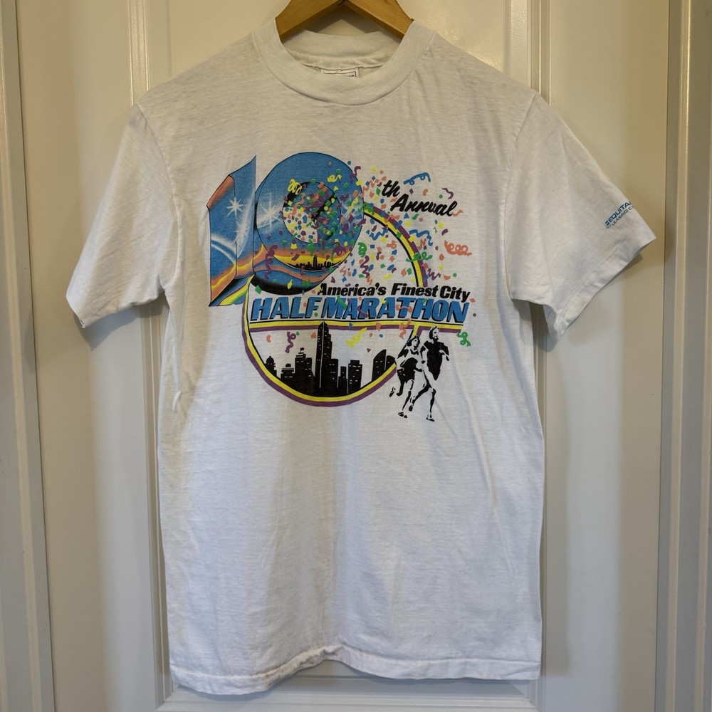 VTG 1987 San Diego 1/2 marathon shirt single stitch Hanes beefy T  medium *flaws