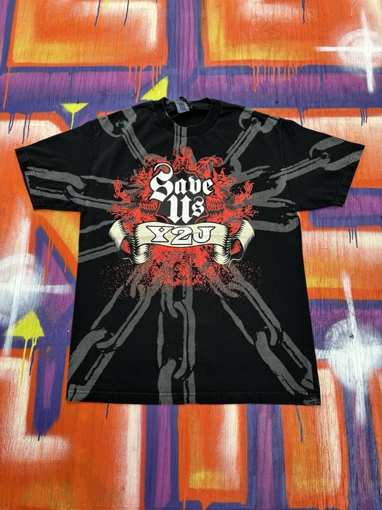 Vintage Chris Jericho Shirt Mens L BlackY2K Save Us Y2J WWE Wrestling Tee