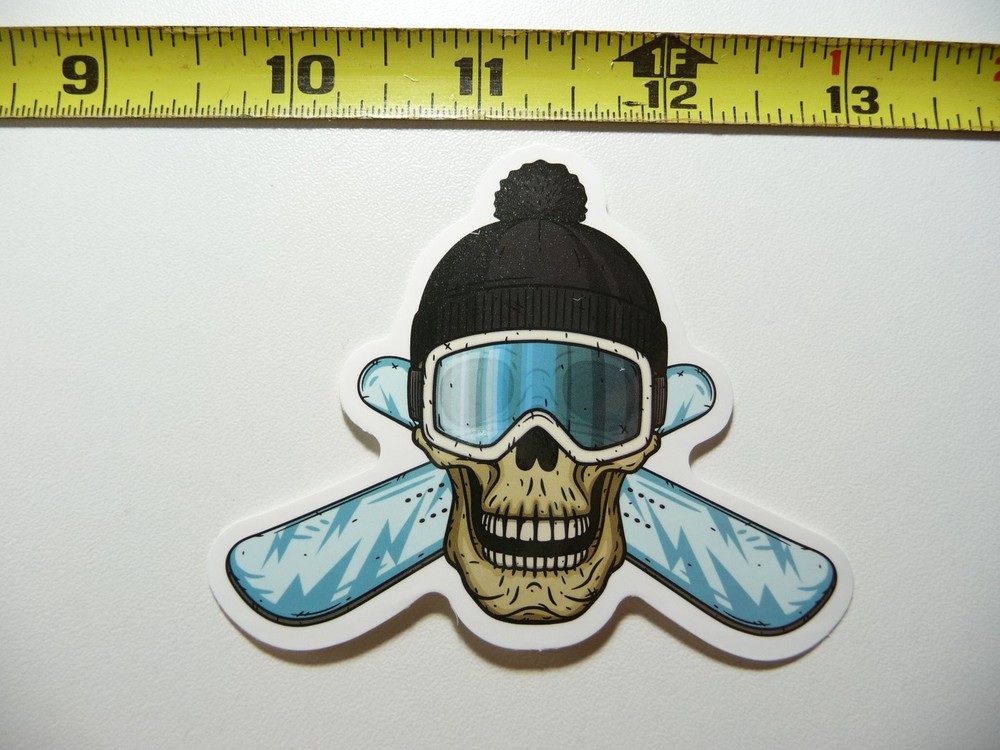 Winter Sports Skull Cross Snowboard Decal Sticker for Resort Fun