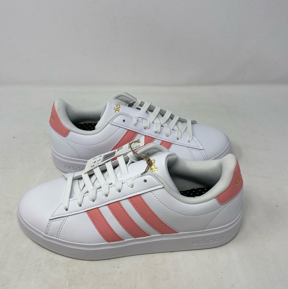 adidas Women’s Grand Court 2.0 Tennis Shoe - White/Semi Pink Spark - Size 8