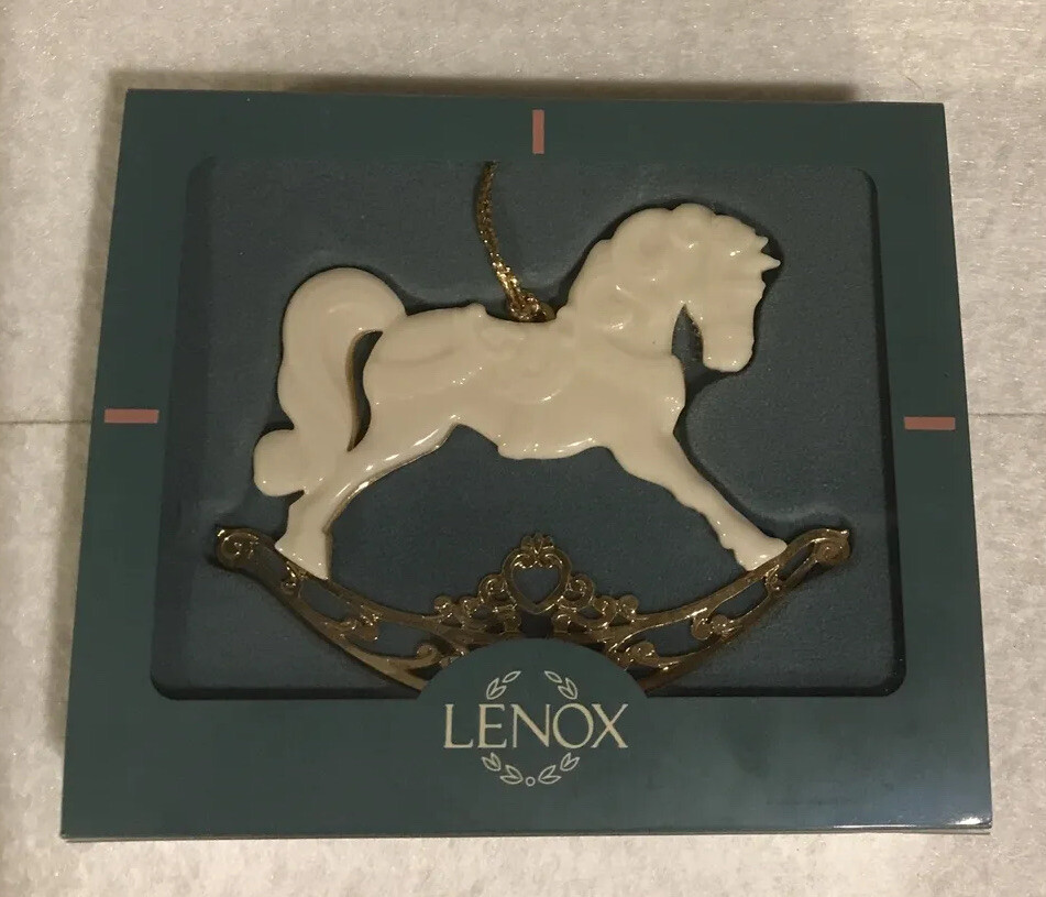 Lenox 1994 Rocking Horse Christmas Ornament Gold Accent Vintage with Original Box-image