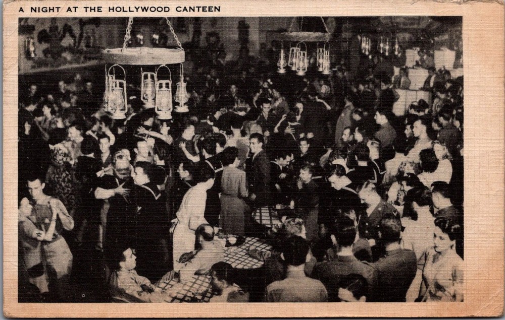 1943 Hollywood Canteen WWII Era RPPC Postcard - Camp Elliott Postmark