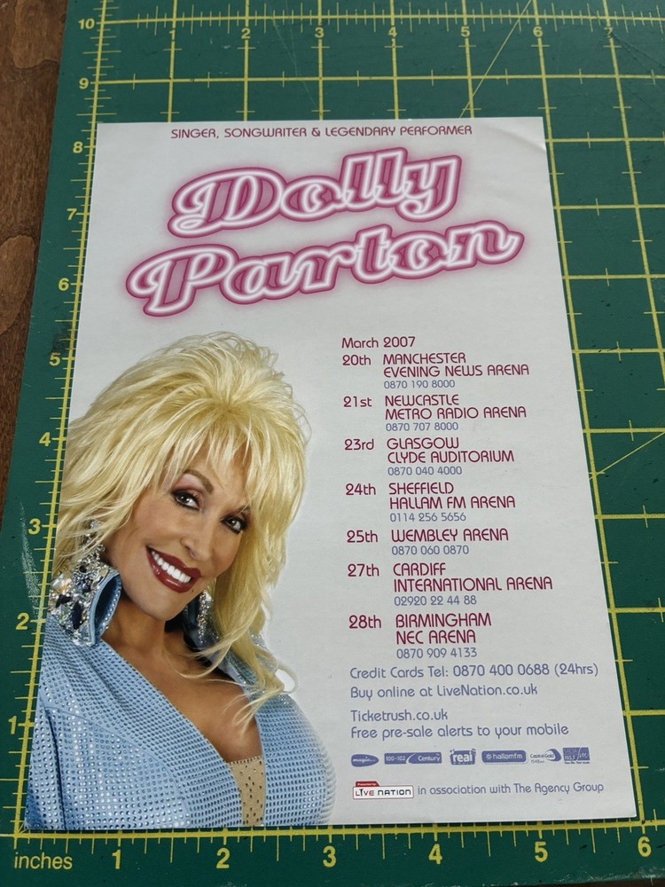 Dolly Parton 8” X 6” Concert Flyer Poster Original Tour Posters 2007 UK RARE