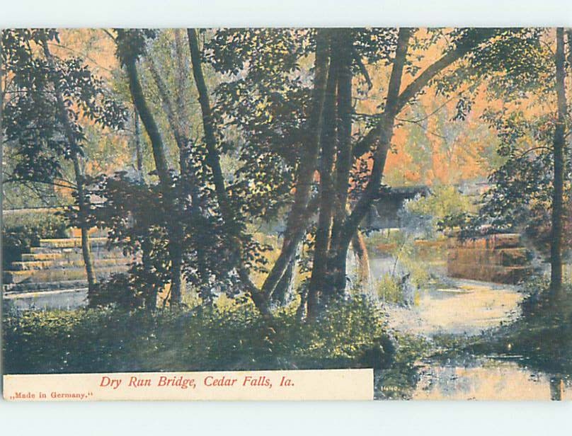 Pre-Chrome WATERFALL SCENE Cedar Falls - Near Waterloo Iowa IA m/09 AG4367