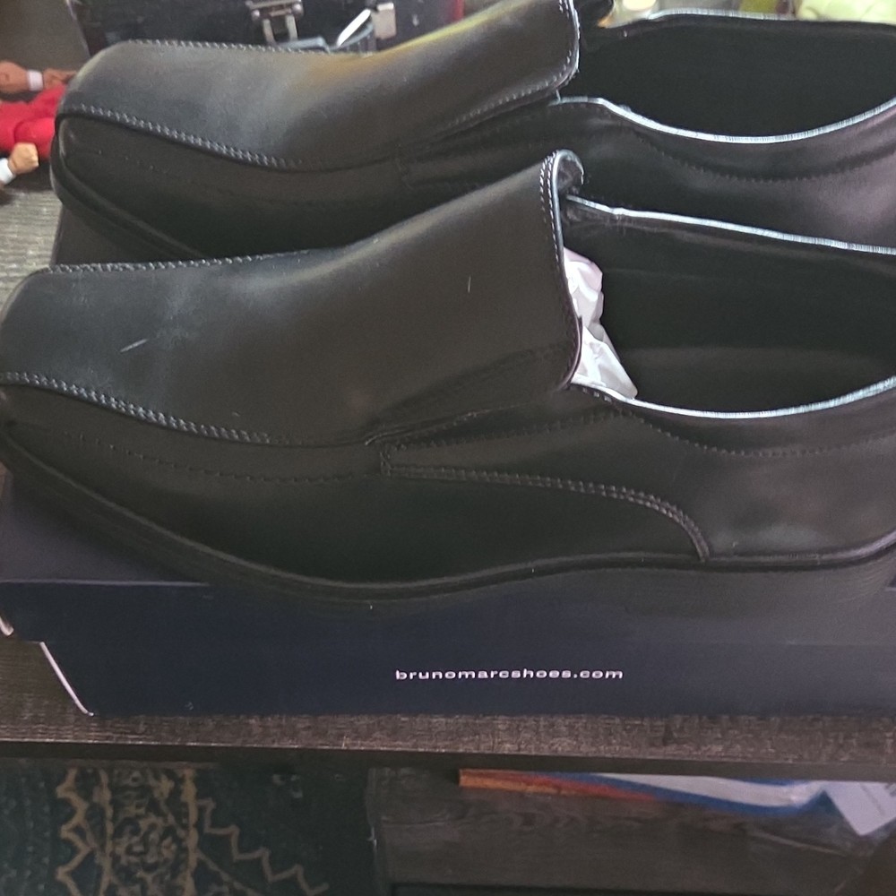 Bruno Marc Men's Black Slip-On Square Toe Loafer Dress Shoes Synthetic🔥Brand New