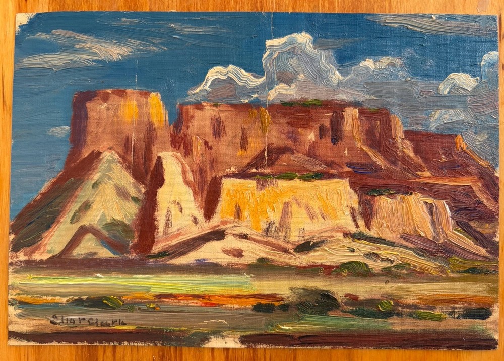 Eliot Candee Clark-Oil Painting – New Mexico Landscape With Mesa