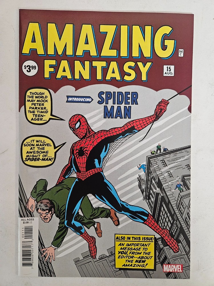 Amazing Fantasy #15 Facsimile Reprint 1st App Spider-Man Marvel 2019 Kirby NM