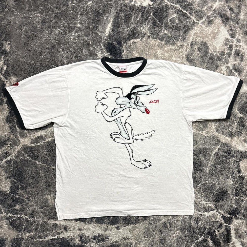 Vintage Lot 29 Looney Tunes Shirt Mens XXL Wile E Coyote Y2K 2000s White