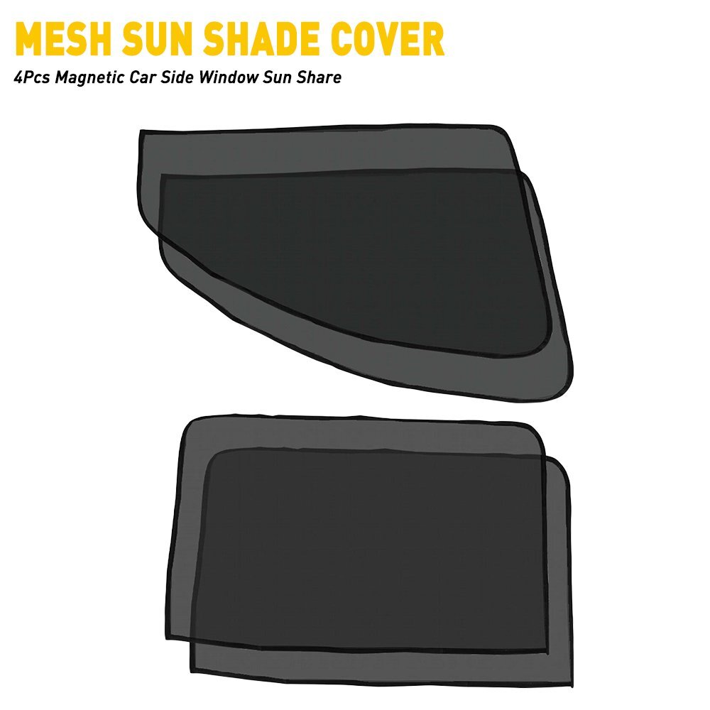 4X Car Window Sun Shade Mesh Shield with UV Protection and Self Magnets