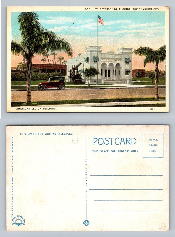 St. Petersburg, FL-Florida, American Legion Building Old View Postcard