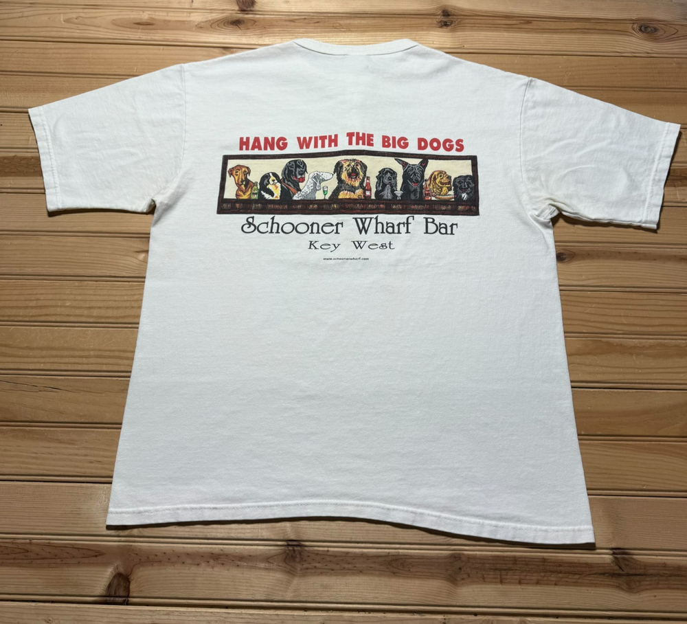 Vintage 90s Y2K Schooner Wharf Bar Key West Hang With The Big Dogs Shirt - Large