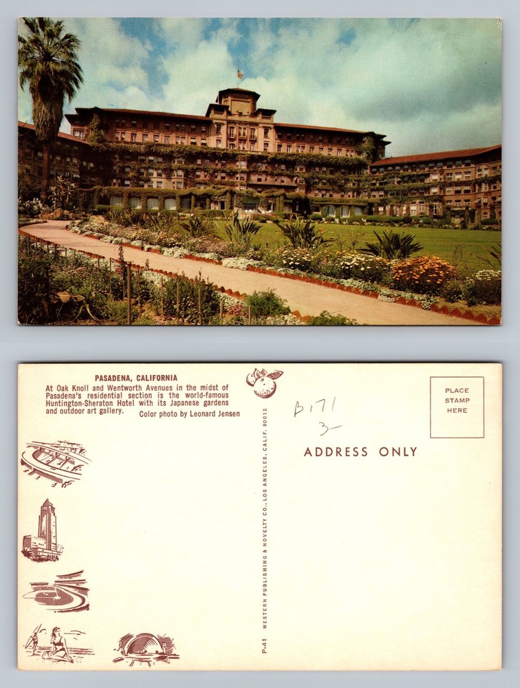 Pasadena, CA-California, Huntington Hotel Garden View PC Vintage Postcard