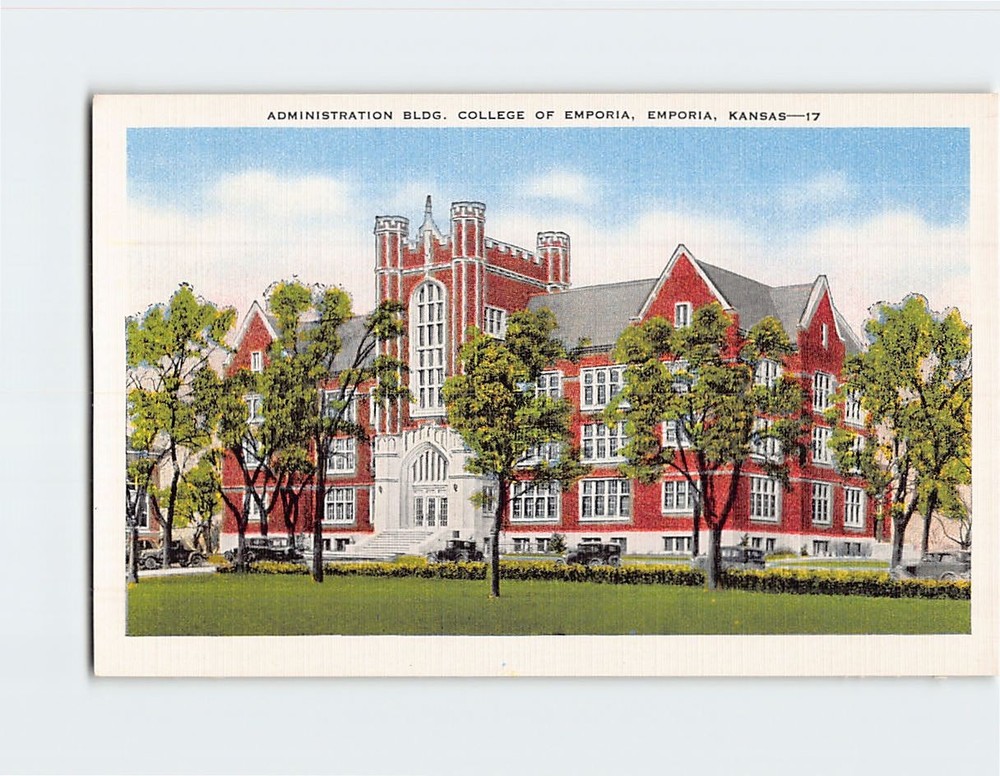 Postcard Administration Building College of Emporia Kansas USA