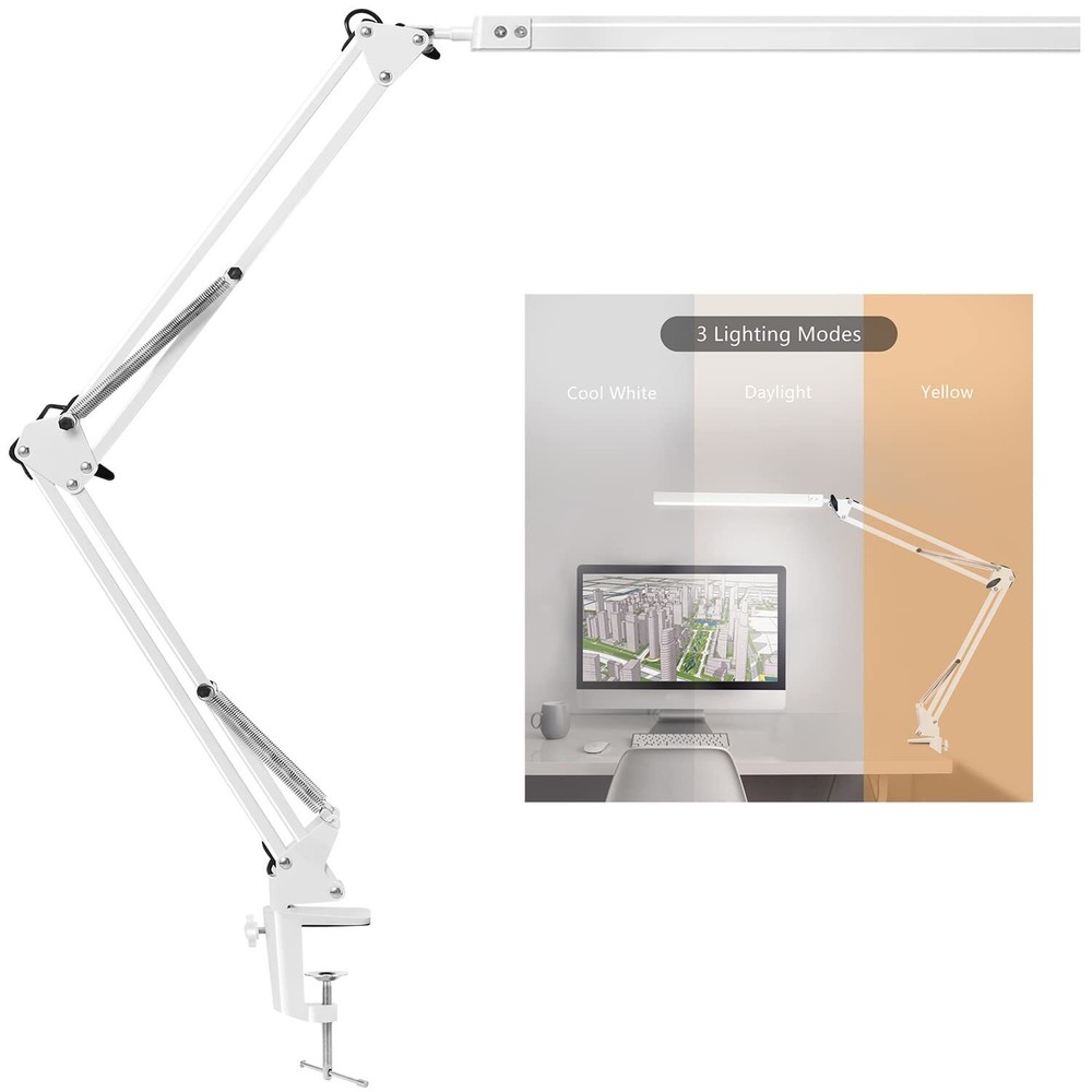 LED Desk Lamp, Architect Task Lamp, Metal Swing Arm Dimmable Drafting Table L...