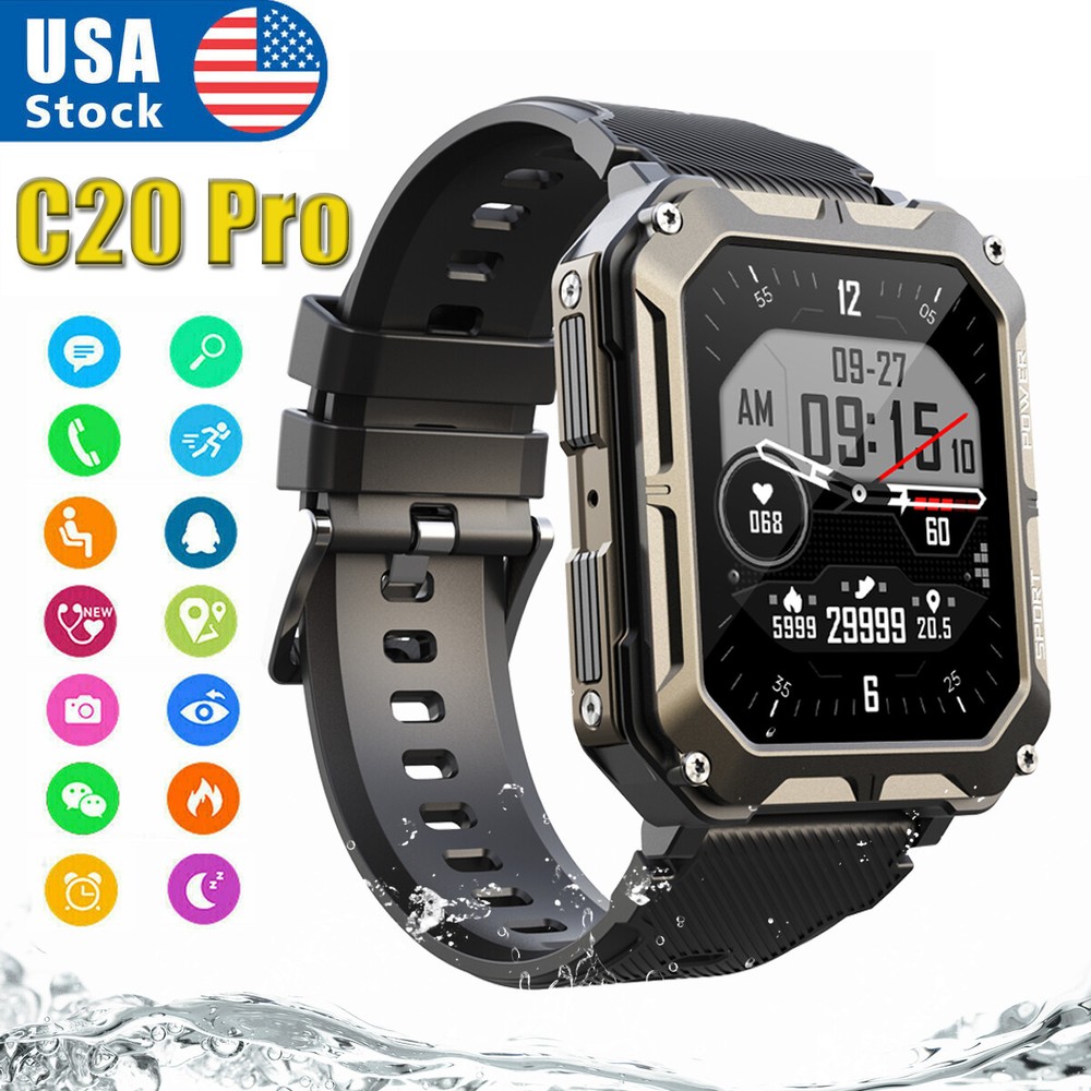 Rugged Military Smartwatch for Men with Call Function & Fitness Tracking