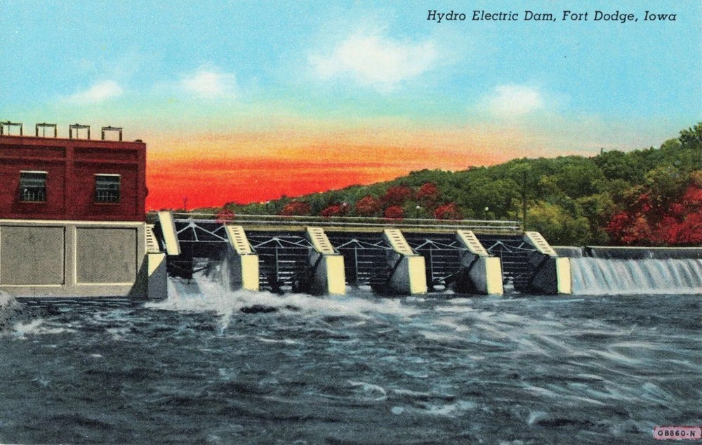 Hydro Electric Dam - Fort Dodge Iowa IA - Postcard