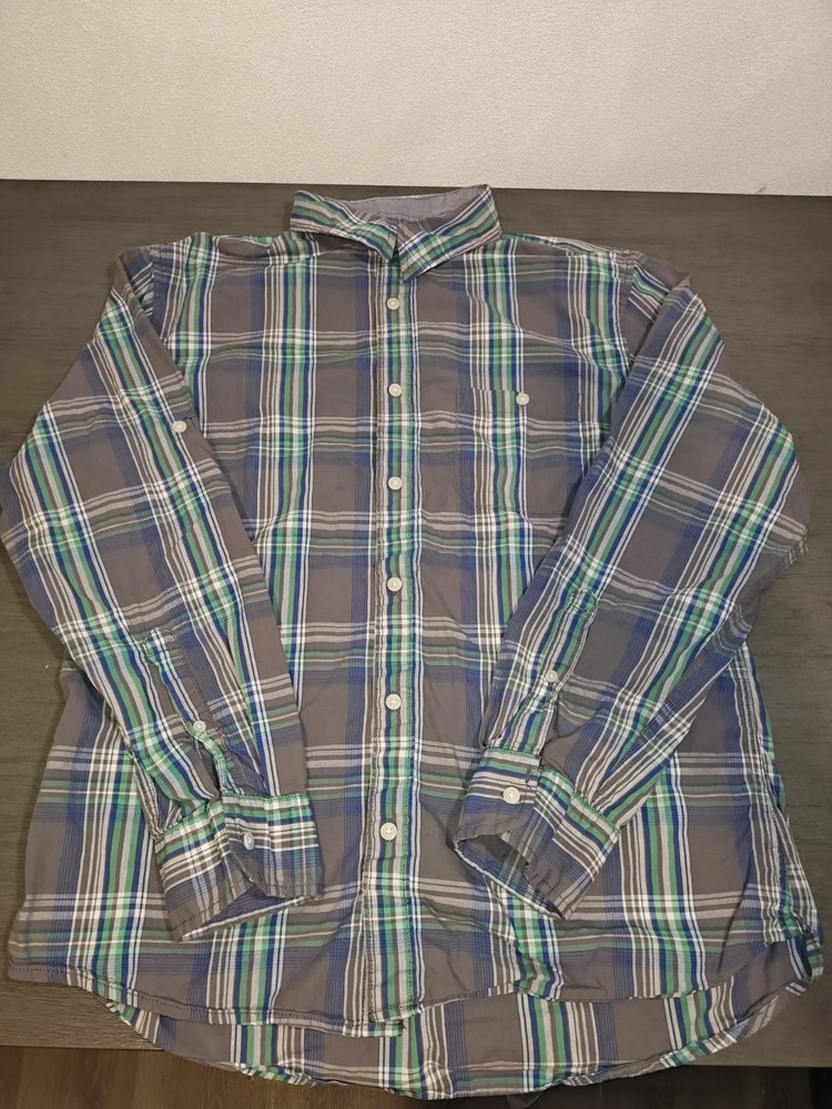 Urban Pipeline Men's Shirt,Long Sleeve, Button Down,Large,Plaid Blue Green Gray