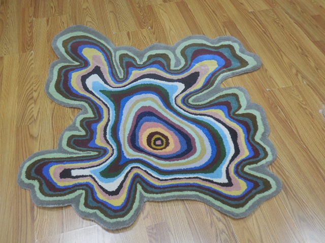 Tibetan Abstract Graffiti Rug Shape Handmade Kids Boho Rug Aesthetic Rug 4x4 Ft-image