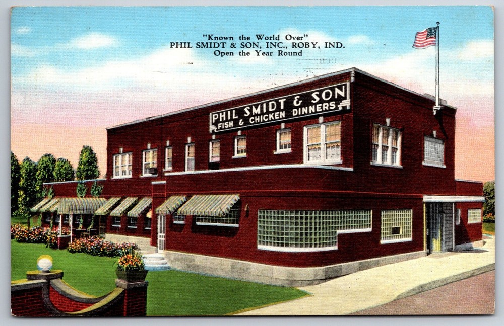 Roby Indiana~Phil Smidt & Son Inc From Street~Vintage Linen Postcard