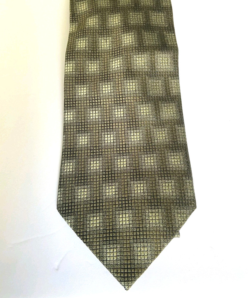 VAN HEUSEN Grid Square Geometric Silk NECKTIE TIE