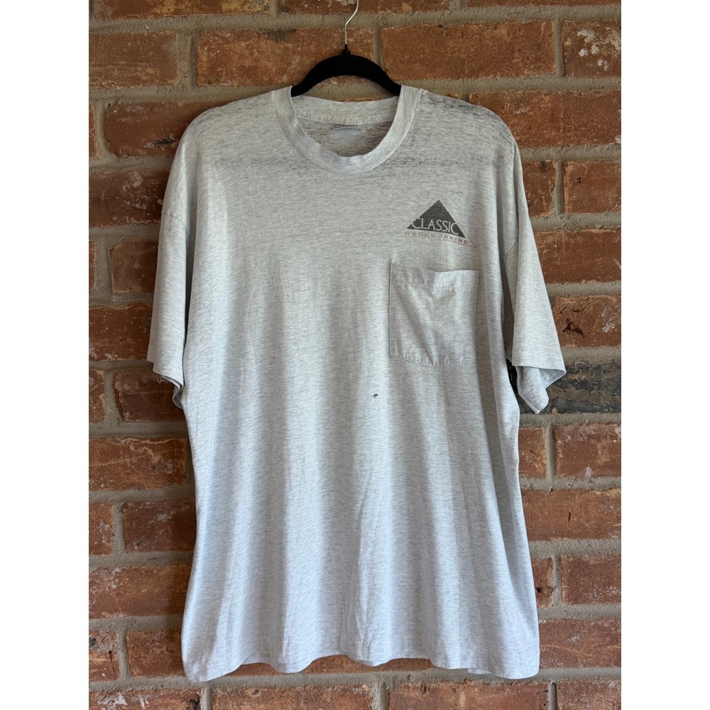 Vintage Classic Welding Pocket Tee Gray Workwear Shirt USA Made XL 90s