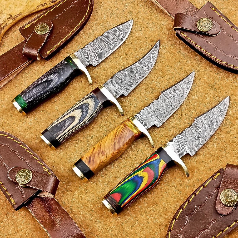 4 Pcs Damascus Blade Skinner Knives Set | 6